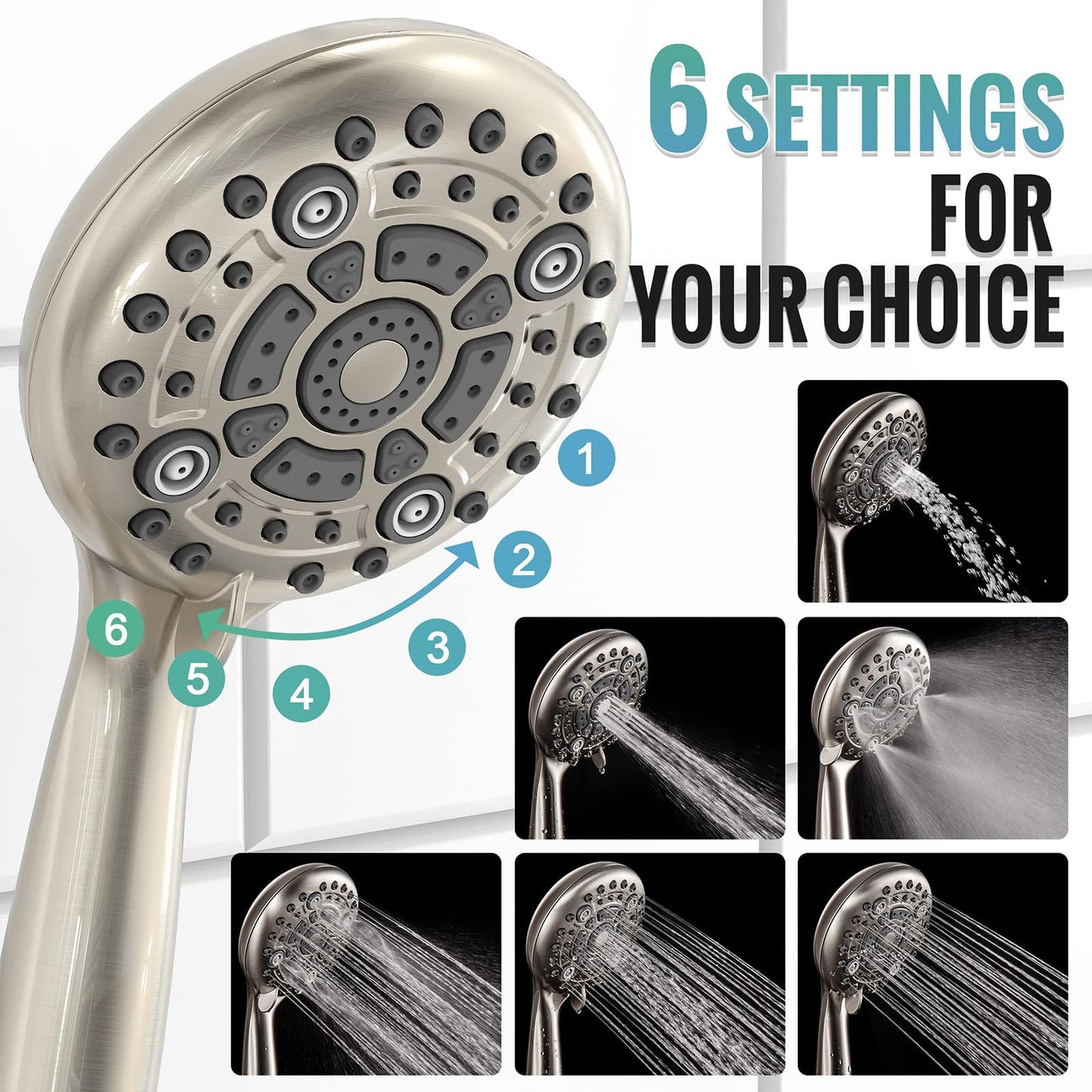 SR SUN RISE Shower Faucet - 12 Inch Multifunctional High Pressure Shower Head System with Handheld Shower Head Fixtures - Valve Included - Brushed Nickel