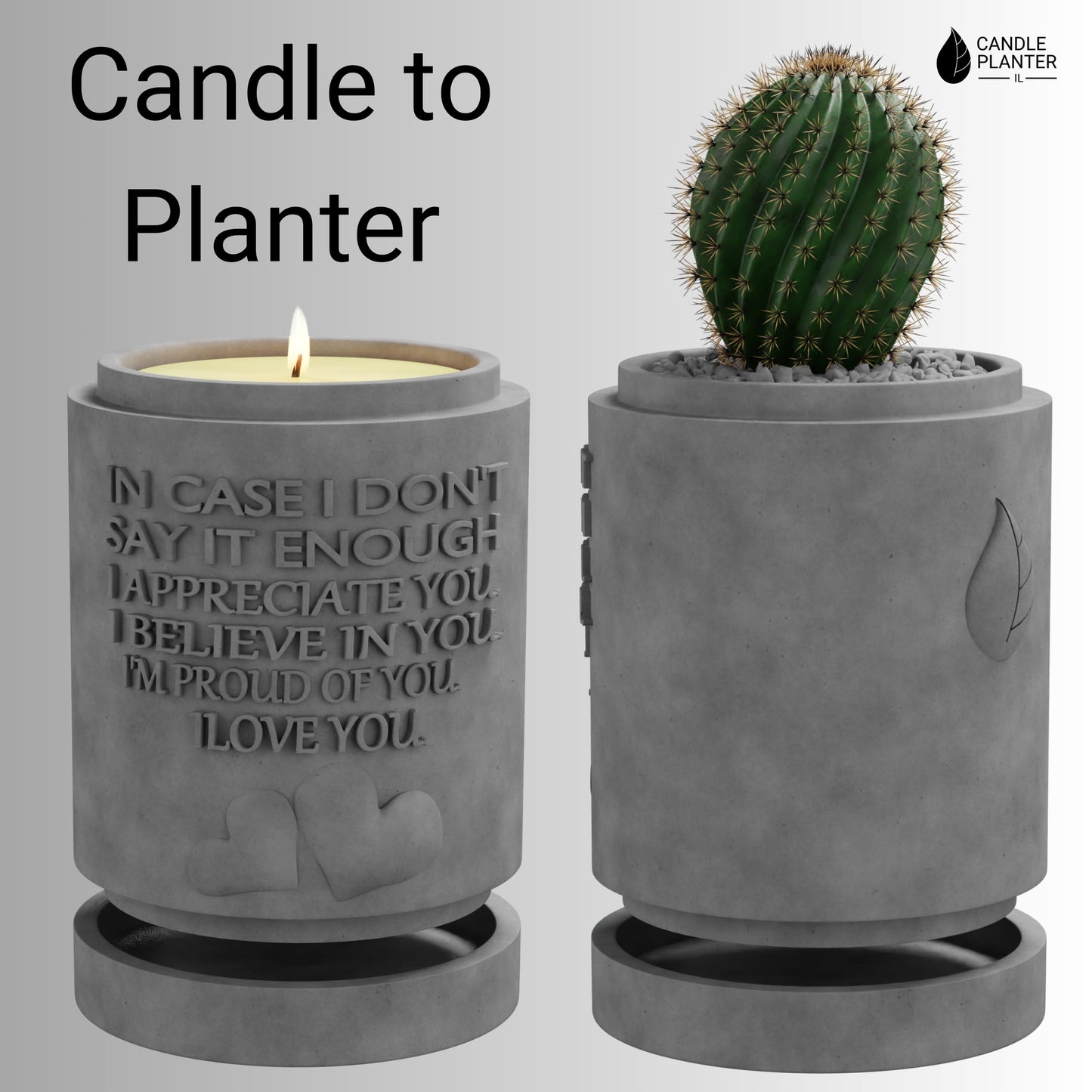 Candle Planter Triple Purpose Romantic, Aromatherapy Candles - Natural Soy Wax, Long-Lasting 50-Hour Burn, Sandalwood Scents - Gifts for Him, Her, Couple, Husband and Wife Birthday Gift Ideas