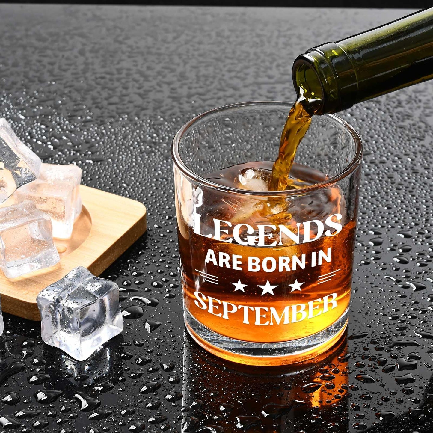 Futtumy Legends Are Born In September, 10 Oz Whiskey Glass with Wooden Barrel, Birthday Gifts for Men, September Birthday Gifts, 40th 50th 60th Mens Birthday Gift Ideas for Dad Grandpa Husband Son