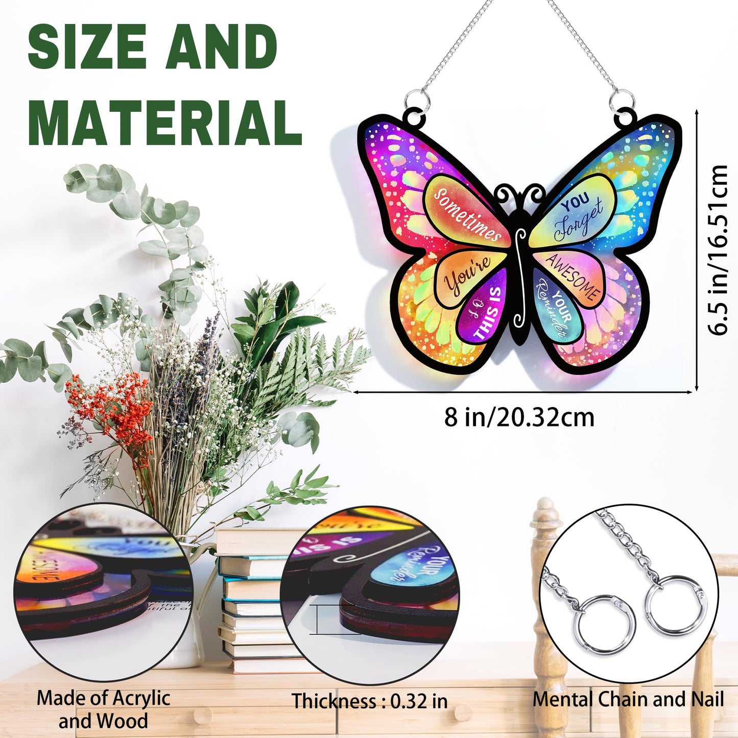AurLova Best Friend Butterfly Gifts for Women Birthday, Inspirational Gifts for Friends Mom Sister Bestie Girl Female Coworker, Butterfly Home Decorative