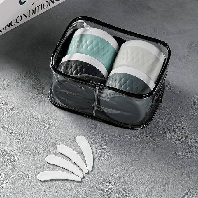 Travel Containers for Toiletries, Silicone Cream Jars BPA-Free, TSA Approved 3oz Travel Size Containers, Leak-proof Silicone Jars with Lid for Cosmetic Face Hand Body Cream (4 Pack)