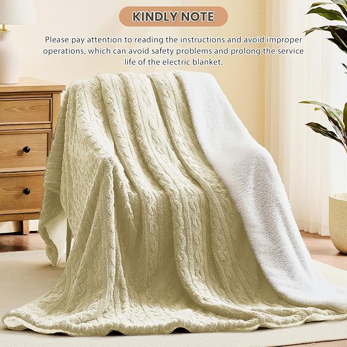 Homemate Electric Heated Blanket Full - 72"x84" Heating Bed Blankets Throw with 10 Heating Levels 8 Hours Auto Off Fast Heating Over-Heated Protection Ultra Soft Warm Flannel ETL Certified