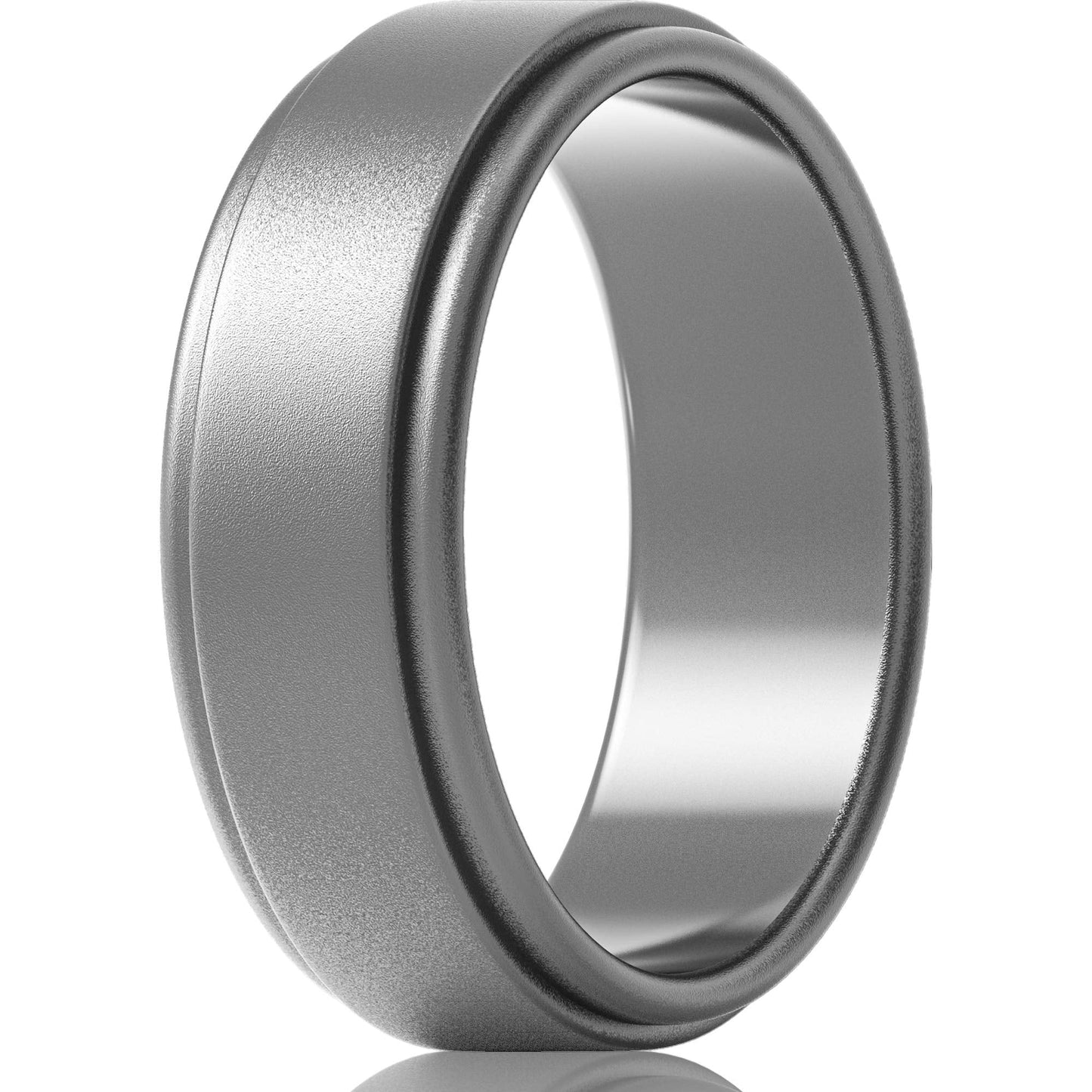 ThunderFit Silicone Wedding Ring for Men - 1 Ring (Silver, 6.5-7 (17.3mm))