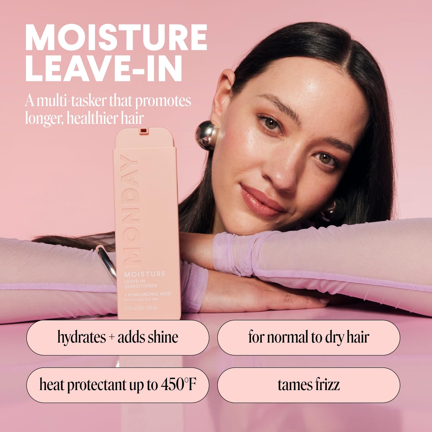 MONDAY HAIRCARE MOISTURE Leave in Conditioner with Hyaluronic Acid, Jojoba & Almond Oil, Shea Butter& Wheat Protein for Dry & Du