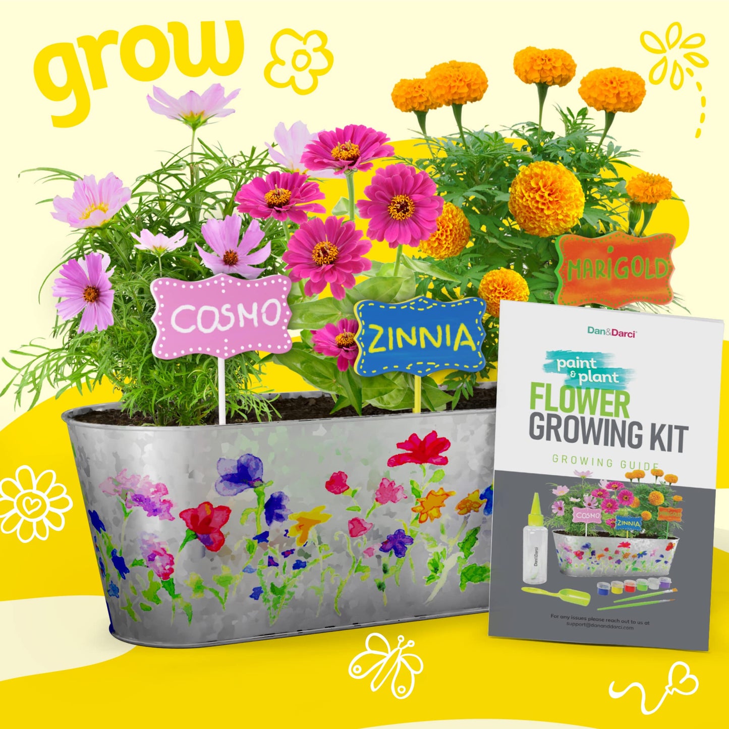Dan&Darci Paint & Plant Flower Growing Kit for Kids - Gift Ideas Age 5 6 7 8-12 Year Old Girl - Birthday Crafts Gifts for Girls & Boys, Fun Children Gardening Kits, Art Projects for Ages 5-12 Years