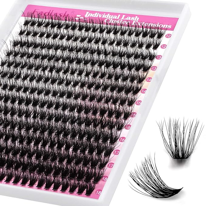Lash Clusters 240pcs 40D 12-18mm Mixed Tray 3D Effect Volume Individual Lashes Cluster Eyelash Extensions Fluffy Soft D Curl Individual Lashes DIY Lash Extension Kit at Home (40D-0.07-D,12-18mm)