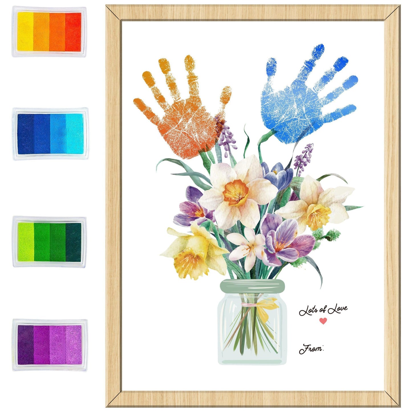 HiFulerr Mom Birthday Gifts - Handprint Flower Crafts from Kids, First Mothers Day Gifts, Unique Birthday Christmas Gift and Decorations for Mom from Son Daughter Dog, Gift for Grandma Nana Mimi Gigi