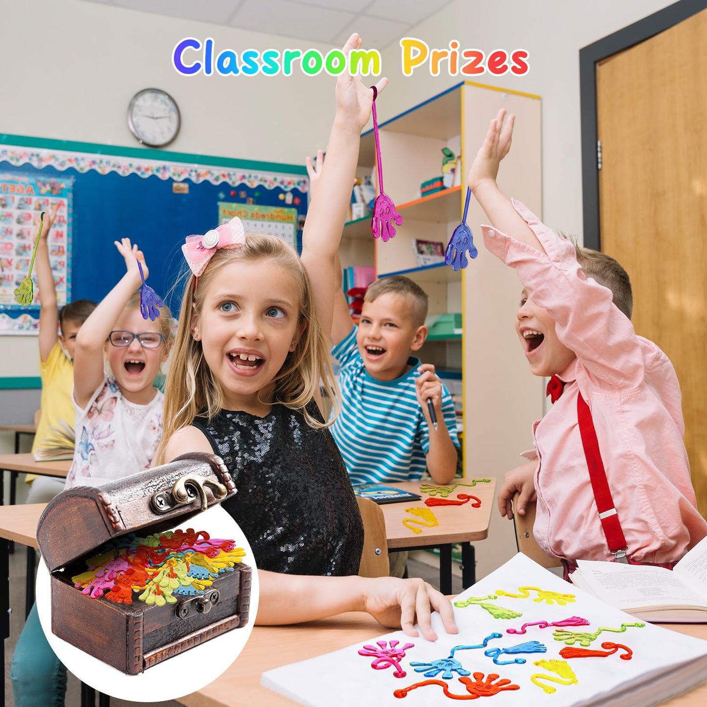 Sticky Hands Bulk 30 PCS Party Favors for Kids 4-8,8-12 Year Stretchy Sticky Hand Feet Goodie Bags Stuffers for Kids Mini Classroom Prizes Student Gifts Teacher Birthday Halloween Trinkets Slap Hand