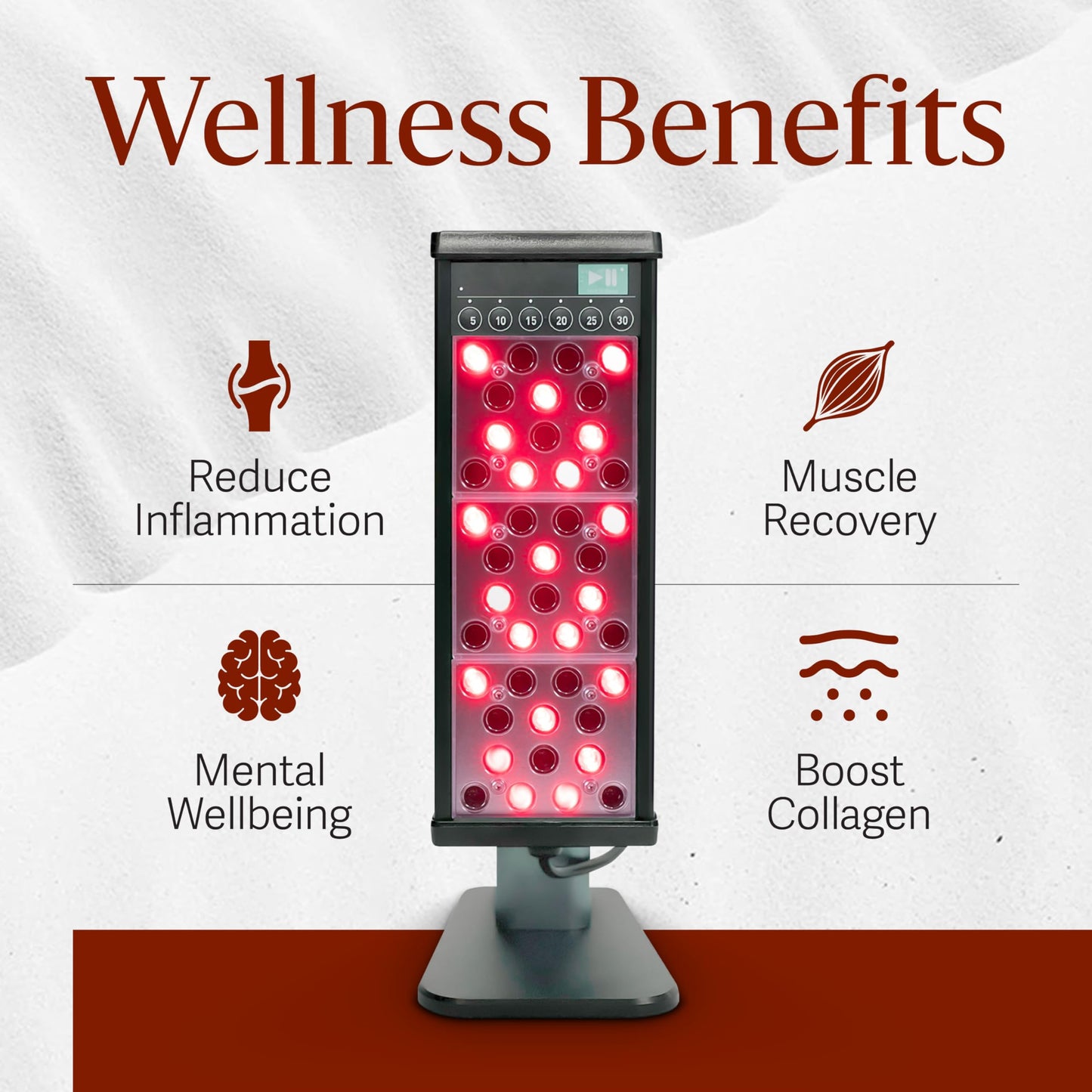Clearlight RED Light Therapy Personal Tower - Red & Near-Infrared 650nm & 850nm Wavelengths - Pain Relief, Skin Rejuvenation, Muscle Recovery & Skin Vitality - Saunas Infrared Light Therapy with Stand