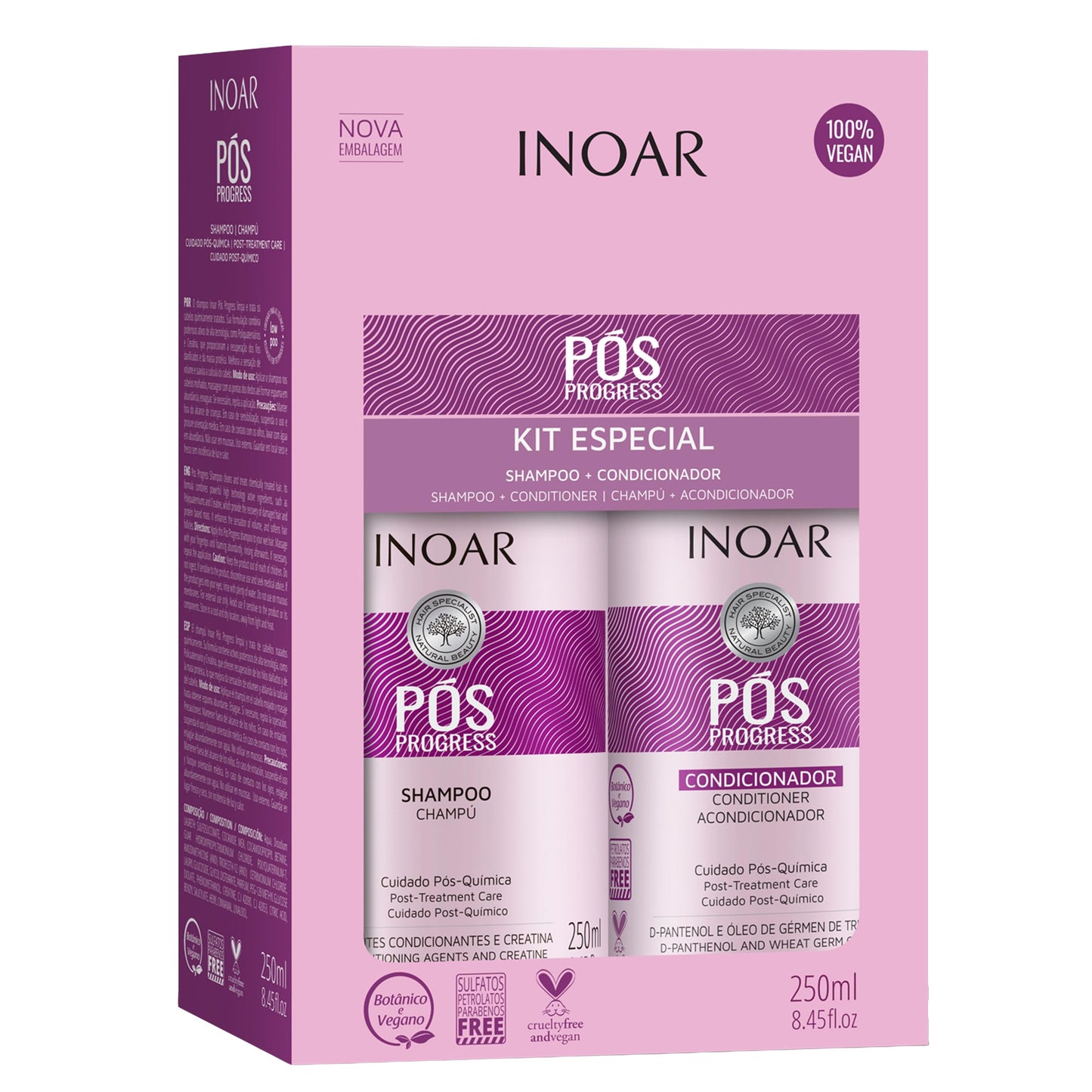 Inoar P  s Progress Duo Kit, Shampoo & Conditioner for Post-Treatment Care, 8.45 fl.oz. Each