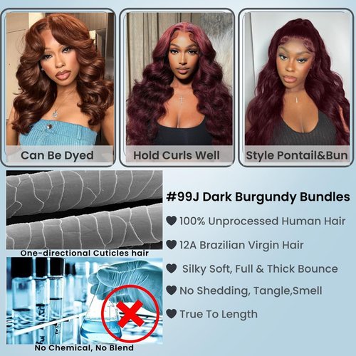 ALHER 99j Body Wave 1 Bundle Human Hair 24 Inch