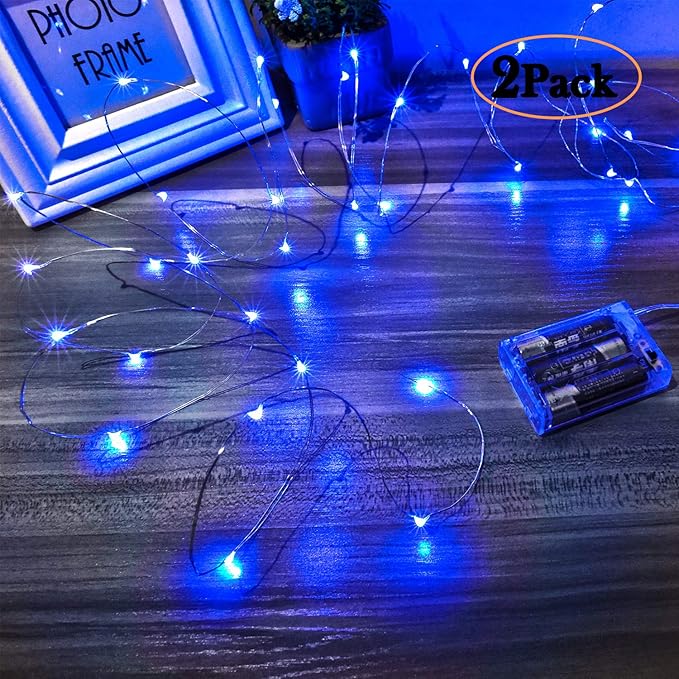 Led Fairy Lights Battery Operated, 1 Pack Mini Battery Powered Copper Wire Starry Fairy Lights for Bedroom, Christmas, Parties, Wedding, Centerpiece, Decoration (5m/16ft Blue)
