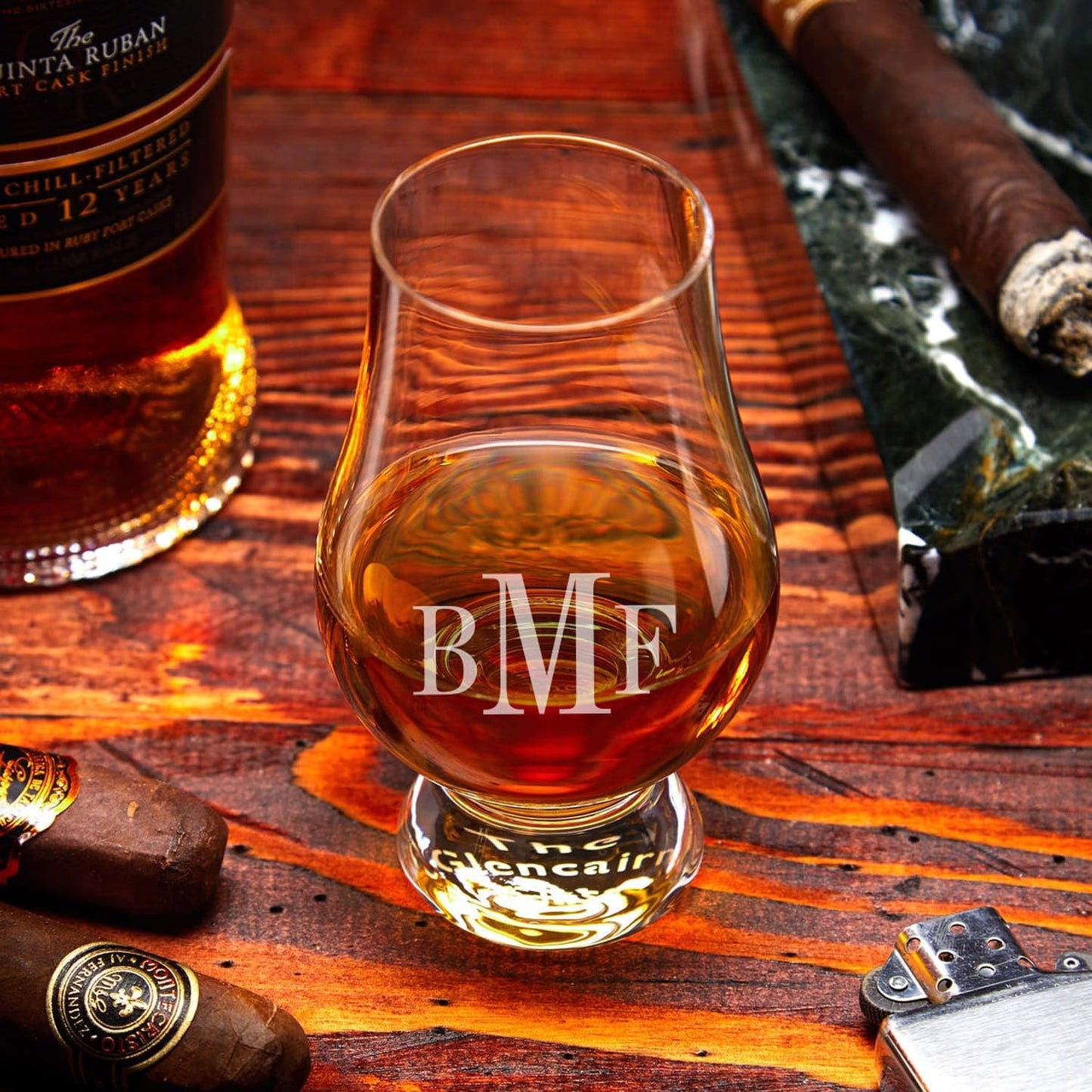Personalized Glencairn Whiskey Gift Set with Box, 6oz Bourbon Tasting Glasses, Glencairn Whiskey Glass Set of 4