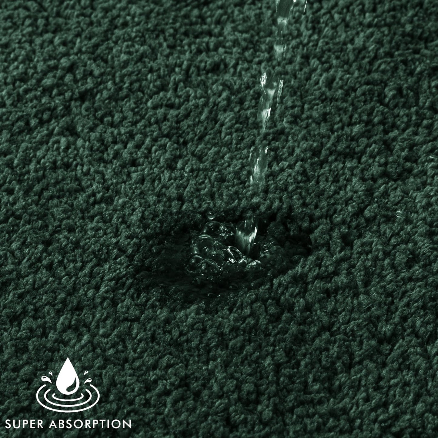 MIULEE Dark Green Bathroom Rugs Set 2 Piece, Non Slip Bath Mat with Absorbent Microfiber, Ultra Soft Thick Rugs for Bathroom Floor Tub Shower Christmas Decor, Machine Washable (16 x 24 Inches)