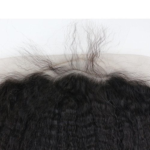 Dreambeauty 13×6" Transparent Full Lace Frontal Closure Kinky Straight Ear to Ear Free Part Unprocessed Brazilian Virgin Human Hair Extensions With Baby Hair Bleached Knots Natural Color (14 Inch)