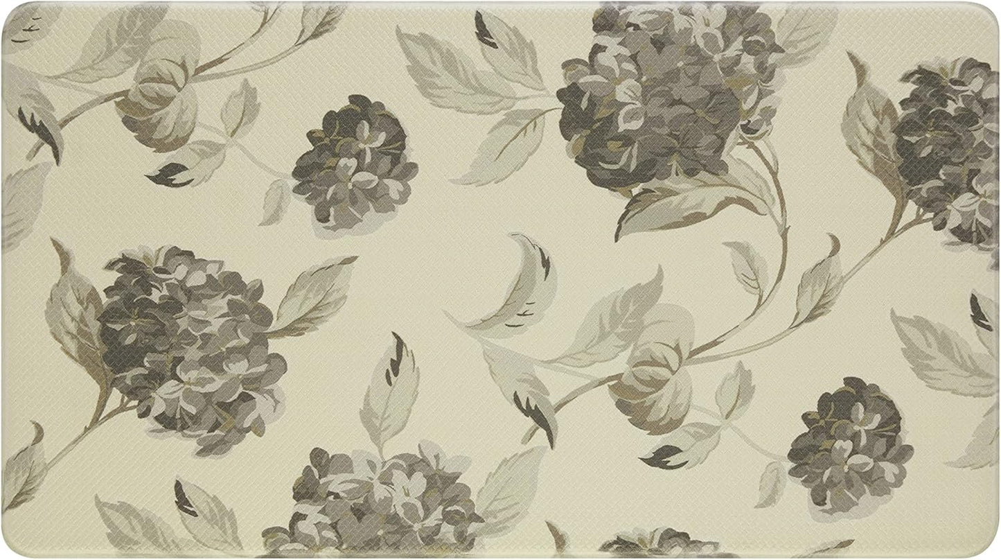 Laura Ashley – Anti-Fatigue Kitchen Mat | Hydrangea Floral Design | Stain, Water & Fade Resistant | Cooking & Standing Relief | Non-Slip Backing | Measures 17.5” x 32"| Grey Hydrnga