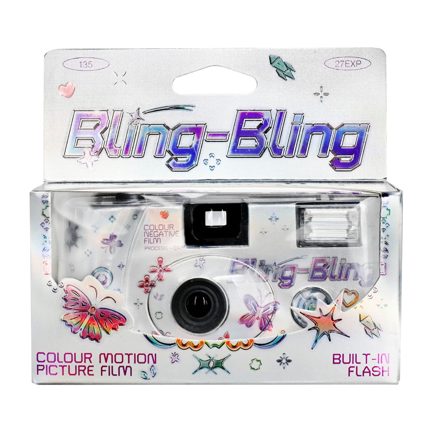 Retocolor Bling-Bling 400 35Mm Disposable Film Camera 27Exp, Iso400, Color Negative Film, Focus Free, Easy To Use, Built In Flas