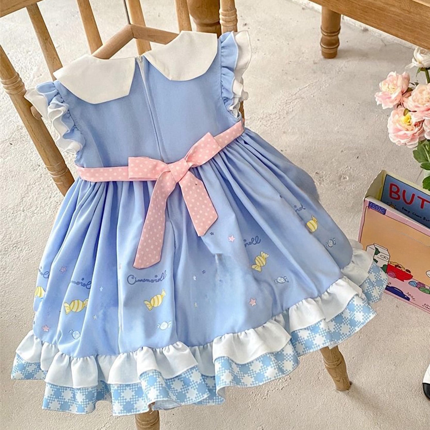 noxozoqm Girls Lolita Blue Dress Costume Princess Birthday Party Play Wear Halloween Cosplay Outfits 110