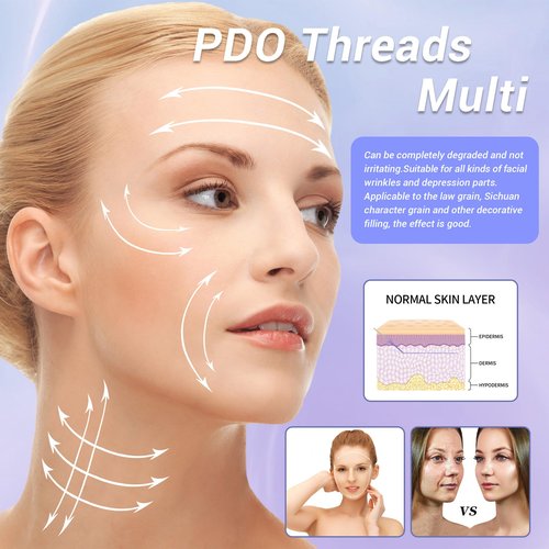 SOZOOM PDO Threads Multi, Face & Whole Body Lift Threads, Blunt L-Type PDO Threads Lift (16PCS-23G-38mm (l))