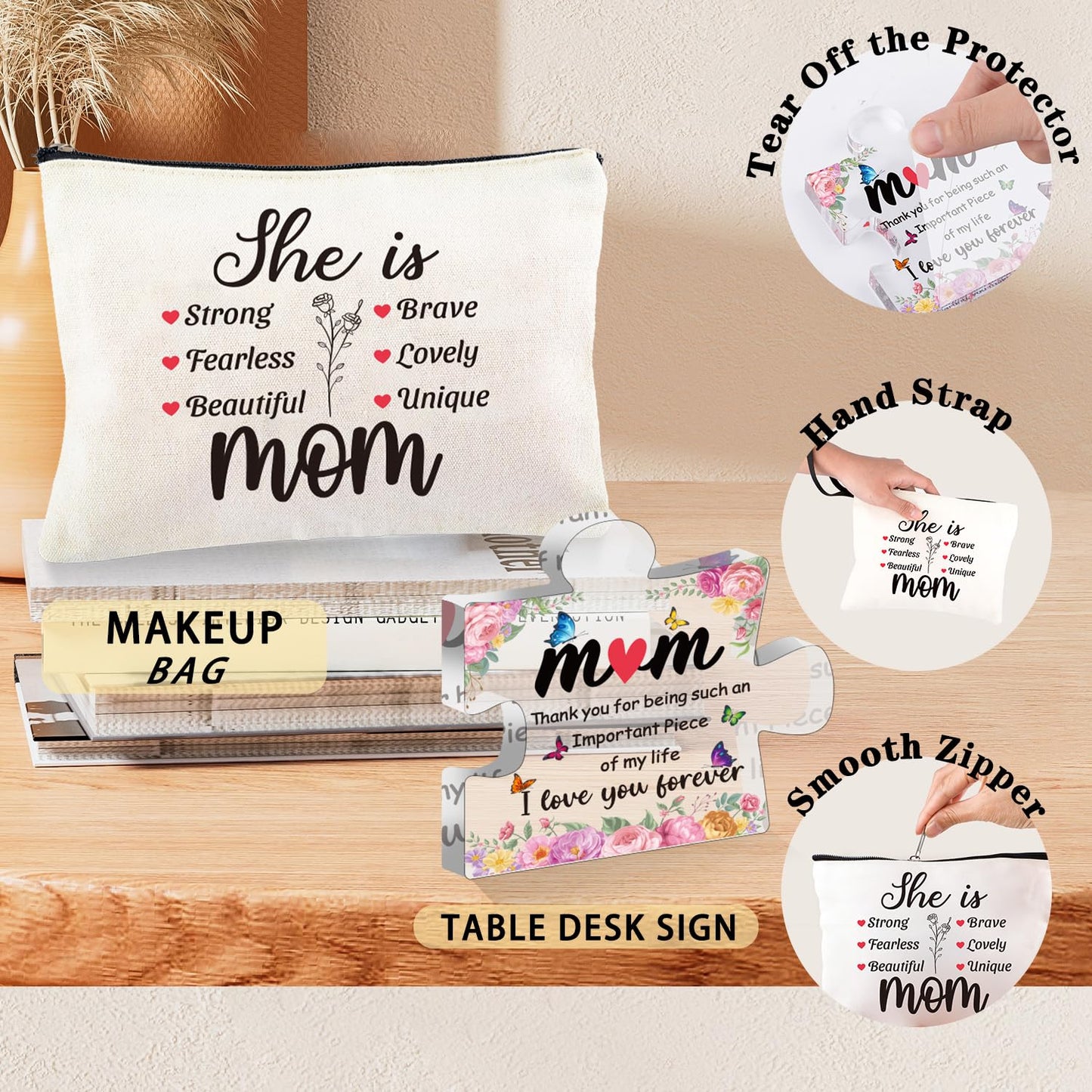 Nigifter Gifts for Mom, 6 PCS Mom Birthday Gifts from Son Daughter, Reusable Grocery Tote Bags Set for Birthday Christmas Mothers Day New Mum