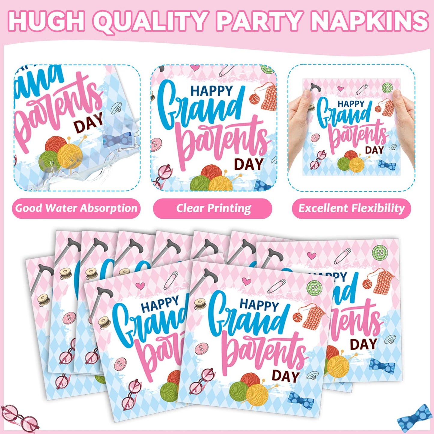 gisgfim 96Pcs Grandparents Day Party Supplies Happy Grandparents Day Birthday Paper Plates Napkin Grandma and Grandpa Tableware Dinnerware Decoration Favor for Grandma and Grandpa Party Home Serve 24