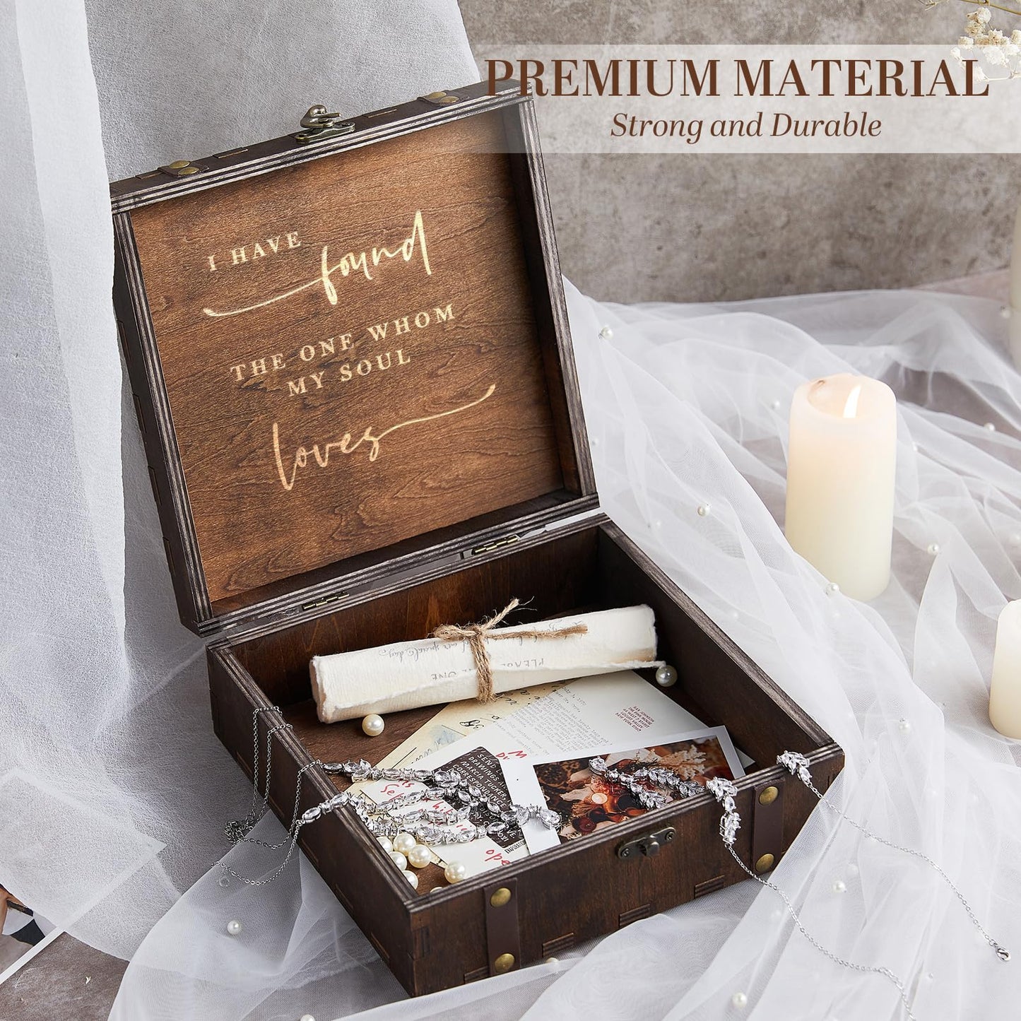AW BRIDAL Wedding Keepsake Box with Lid Mr Mrs Wooden Memory Box, Bridal Shower Engagement Gifts for Couples, Mr Mrs Anniversary Couple Gift Bride Gift