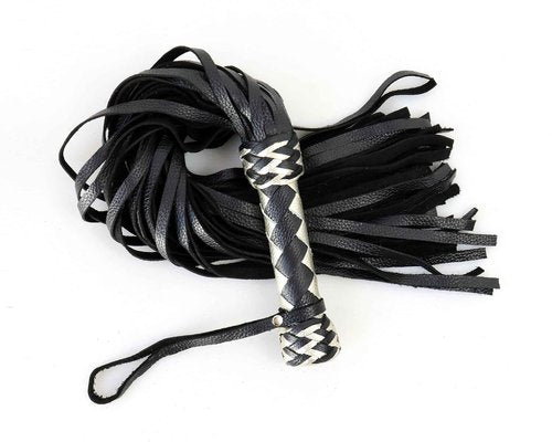MarquiseDeBliss Genuine Leather Handcrafted Gentle Horse Whip - Thick Equestrian Training and Riding Essential - Riding Tools (27.6 Inches, Black and Gold)