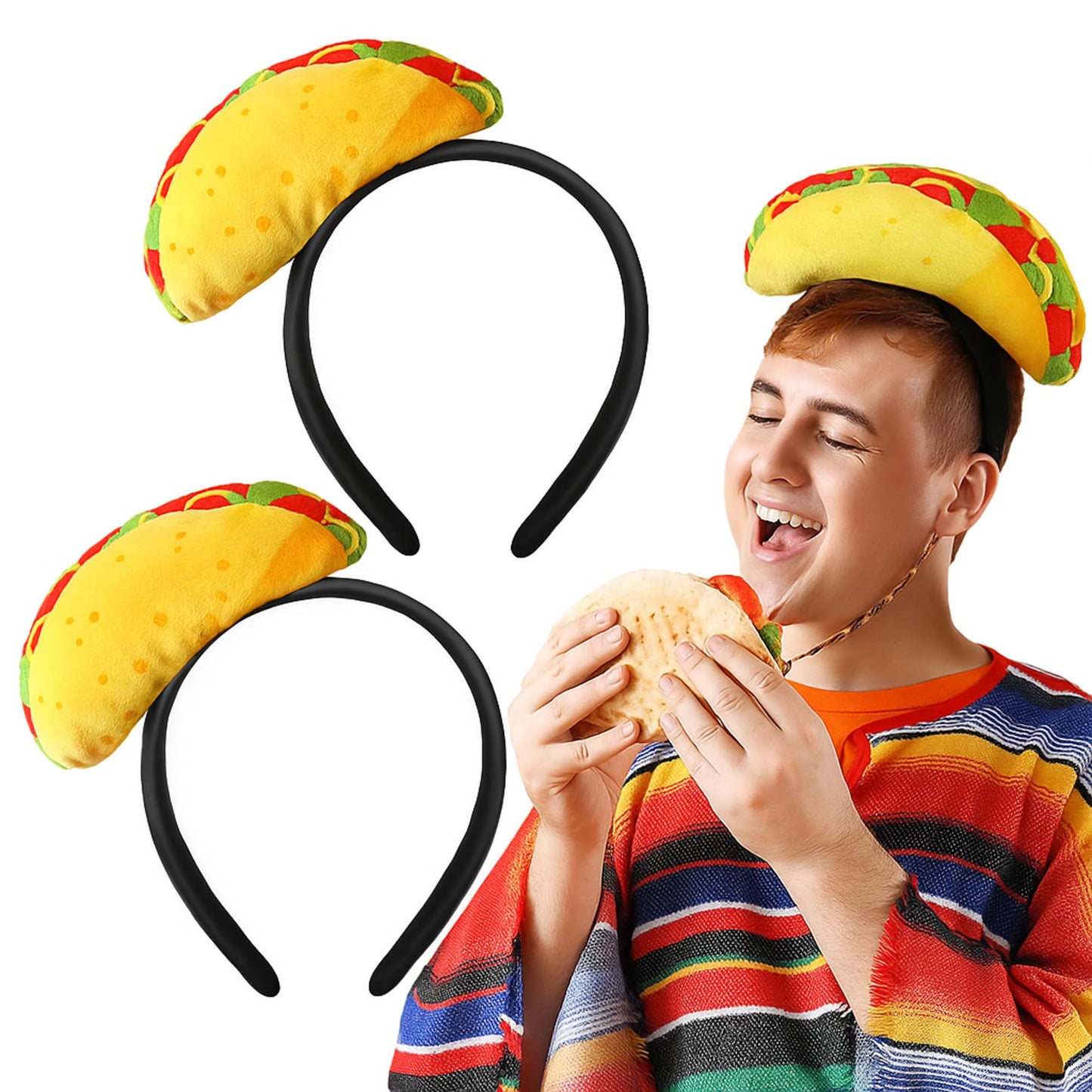Knitgrip 2 Pcs Funny Headbands Pickle Banana Hot Dog Strawberry Chili Pepper Taco Style Halloween Costume Accessories (Taco)