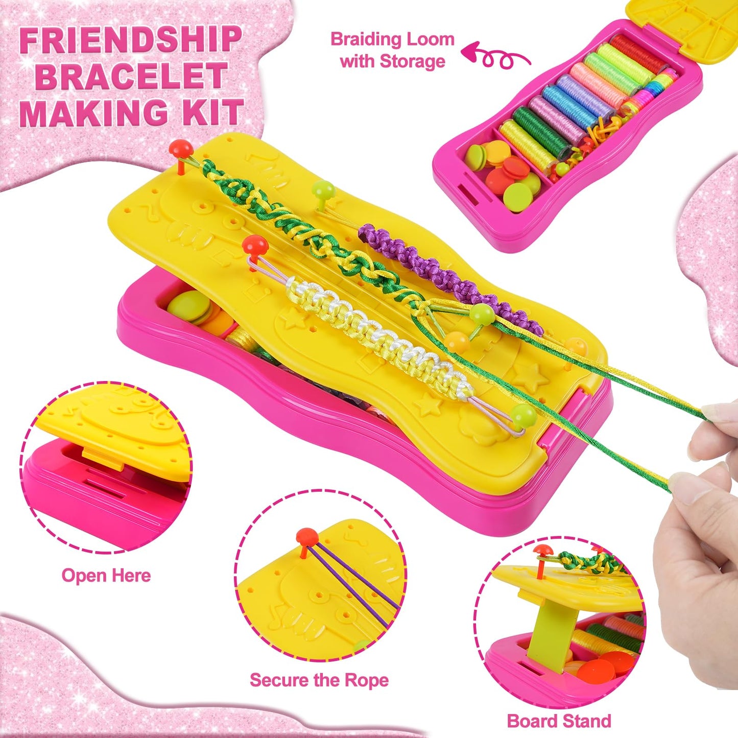 Gaitel Friendship Bracelet Kit for Girls - Arts and Crafts Toy and Birthday Gift for 6 7 8 9 10 11 12 Year Old Kids, DIY Craft Set for Creative Activities and Handmade Fun