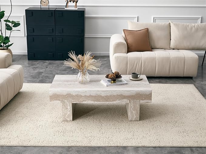 LKTART 46'' Rectangle Coffee Table for Living Room, Stone Pattern Desktop, Marble Pattern Thick Sturdy Legs Coffee Table with Storage for Dining Room Apartment Small Space (Stone Pattern)