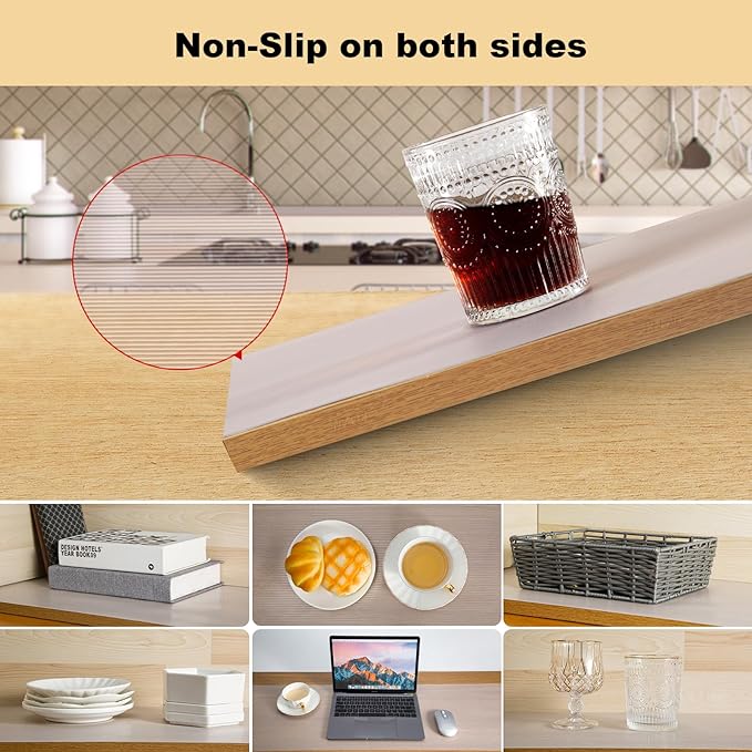 Shelf Liner, 16 Inches x 20 FEET Non-Slip Kitchen Cabinet Liner, Washable Oil-Proof Non-Adhesive Contact Paper for Kitchen Drawer, Cabinet, Shelves, Refrigerator, Storage, Desks, coutertops