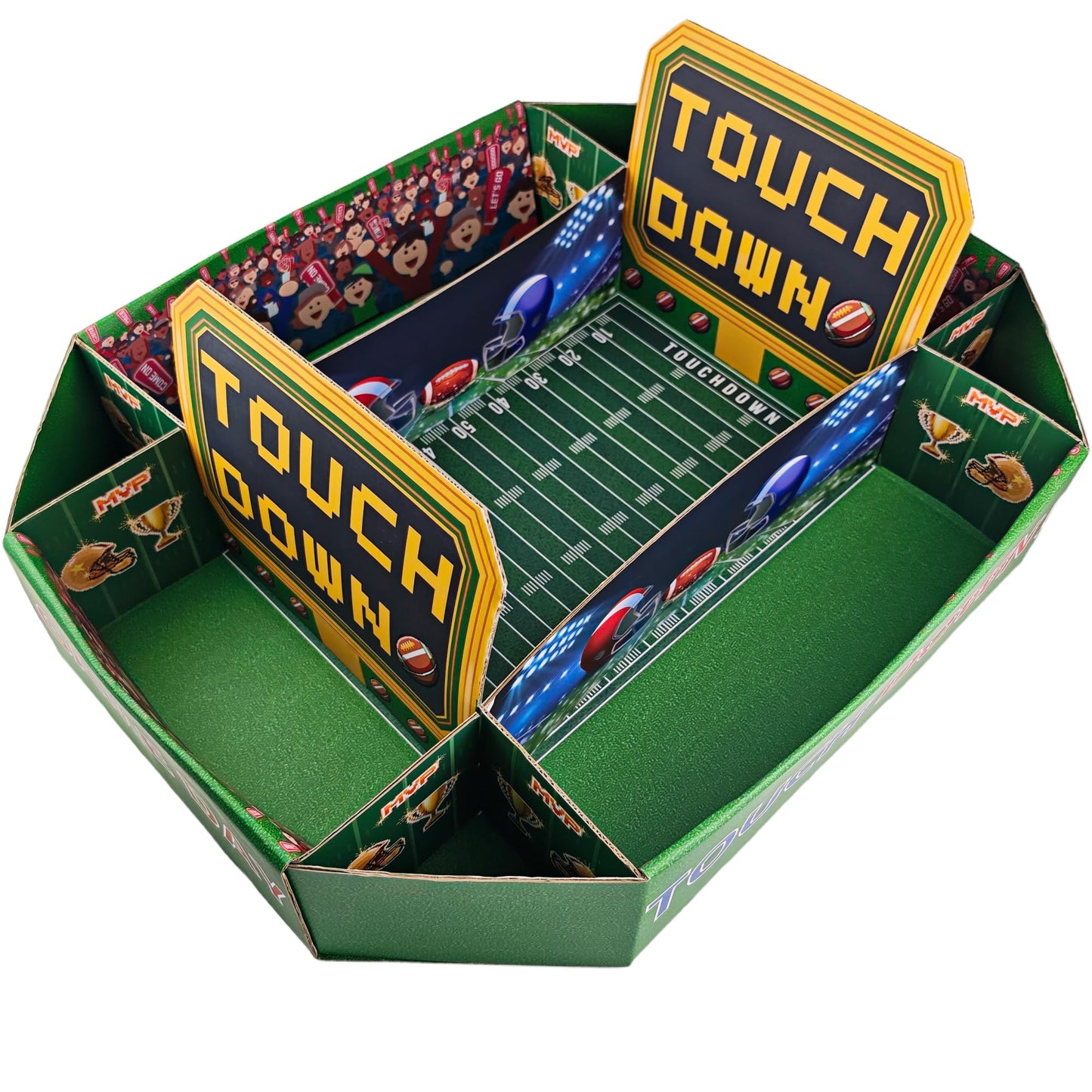 Football Party Decorations - Super Game Bowl Party Decorations 2026 - Football Food Tray Set | Stadium Snack Display Tray for Football Party Supplies Favors Decorations - Game Day Themed Birthday Food Plates Decor