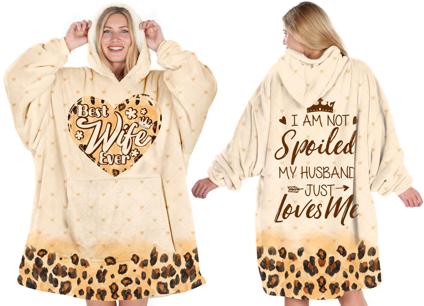 Warmstorey Wearable Blanket Hoodie for Wife Best Wife Ever Hoodie Blanket - I Am Not Spoiled Wife Hoodie My Husband Just Loves Me, Cozy Gift for Christmas, Anniversary, Birthday