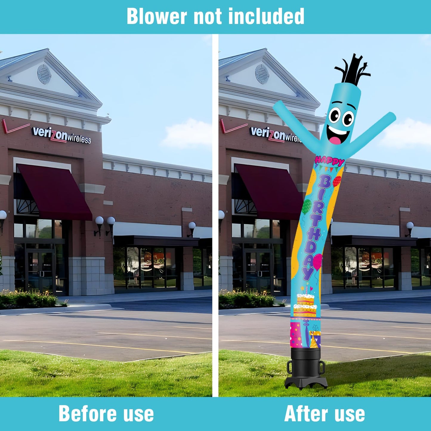 GOODENY 10FT Tall Happy Birthday Inflatable Tube Man (12''Diameter) Wacky Wavy Dancing Guy for Outdoor Decoration Advertising Business Promotion (Blower Not Included)