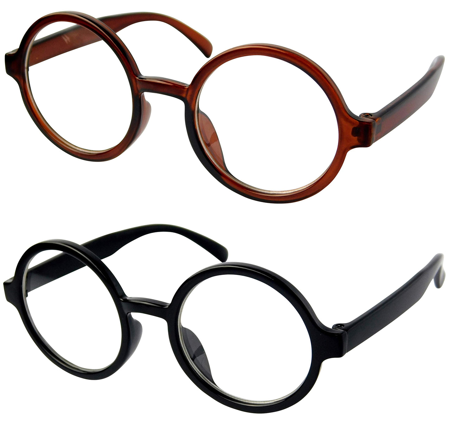 Style Vault KD01 Baby Infant Toddler Age 0-24 Months Round Costume Glasses (2-pack Round Black-clear+R Brown clear)