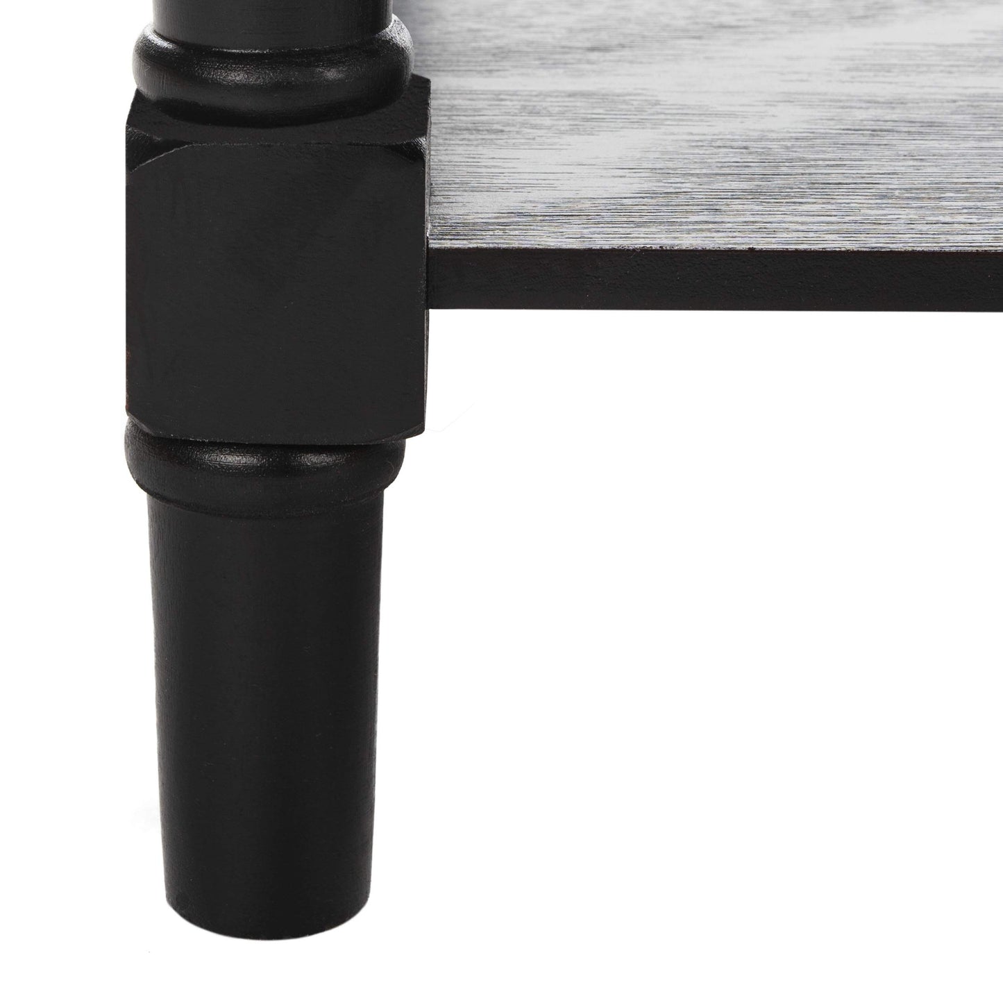 SAFAVIEH Home Collection – Boris Distressed Black Coffee Table with Drawers & Shelf, Farmhouse Storage Coffee Table, Carved Detail Design (AMH5706B)