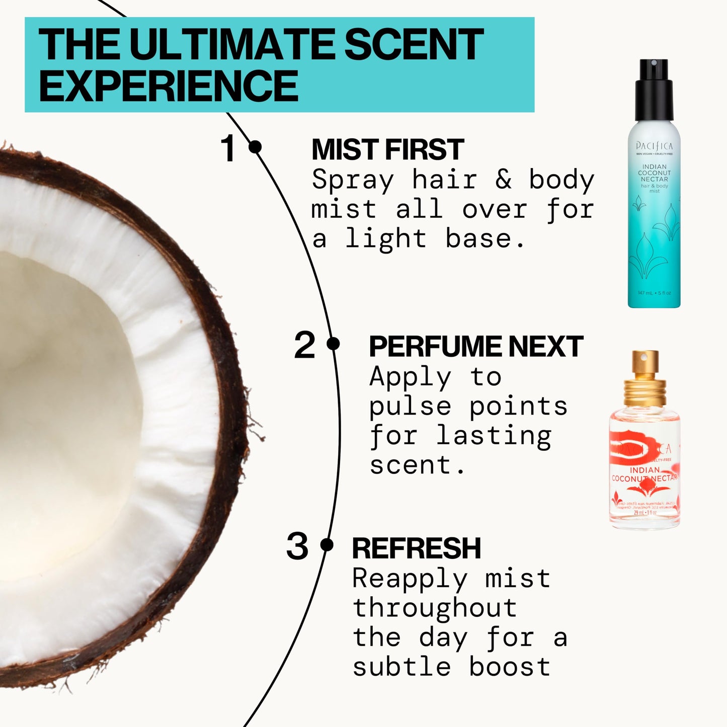 Pacifica Indian Coconut Nectar Perfume Spray – Tropical Vanilla & Coconut Fragrance, Layerable Beachy Perfume for Women, Clean, Non-Toxic, Vegan & Cruelty-Free Formula, All-Day Long Lasting