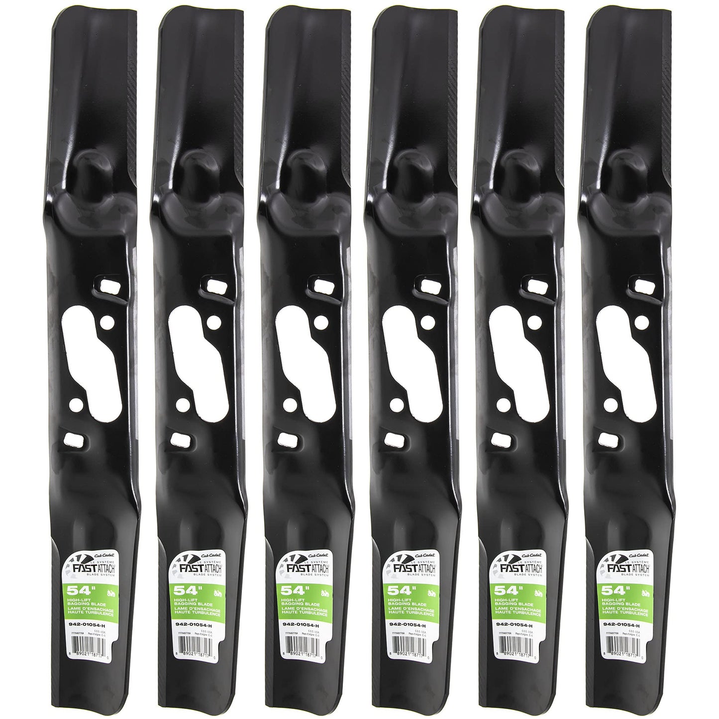 CUB CADET 942-01054-H 54 Deck High FastAttach Blades Enduro XT2 Series 6 Pack