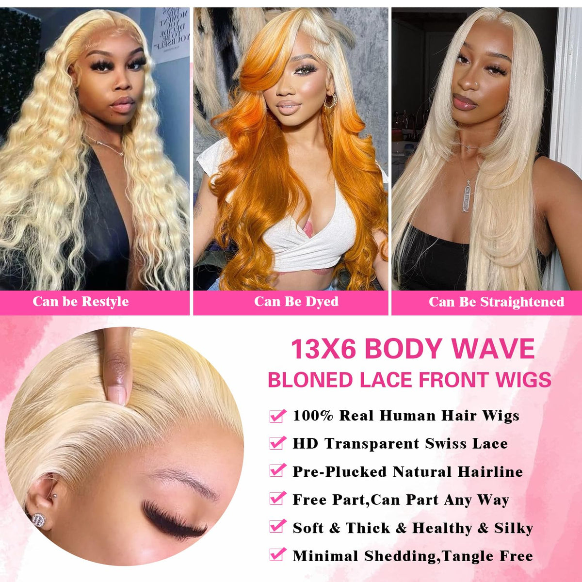 BZN 613 Lace Front Wig Human Hair 13x6 HD Transparent Body Wave 32 Inch Wigs 200 Density