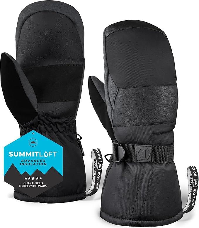 Tough Outdoors Adult Ski Mittens - Waterproof Winter Gloves Men & Women - Thermal Fleece Lining for Cold Weather Gear