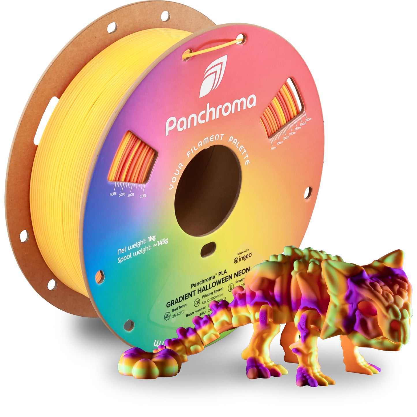 Panchroma Gradient Halloween Orange, Yellow and Magenta Neon PLA 3D Printing Filament, 1.75mm, 1kg Spool, Easy to Print, AMS Com