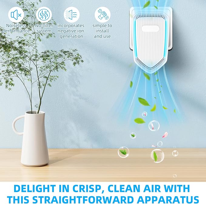 Air Ionizers for Home Plug In,Air Purifier Plug in Wall,Negative Ion Air Purifier for Bedroom -Quiet Operation Air Freshener for Home, Bedroom, Office, Garage Room,Odor,Pets Smell(4)