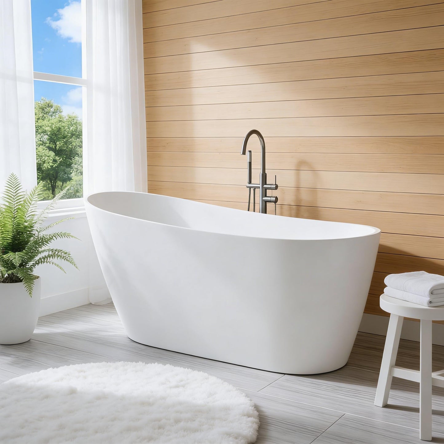 67" Acrylic Freestanding Soaking Bathtub, Free Standing Tub, Stylish Stand Alone Contemporary Soaking Tub with Integrated Overflow and Drain In Chrome, cUPC Certified