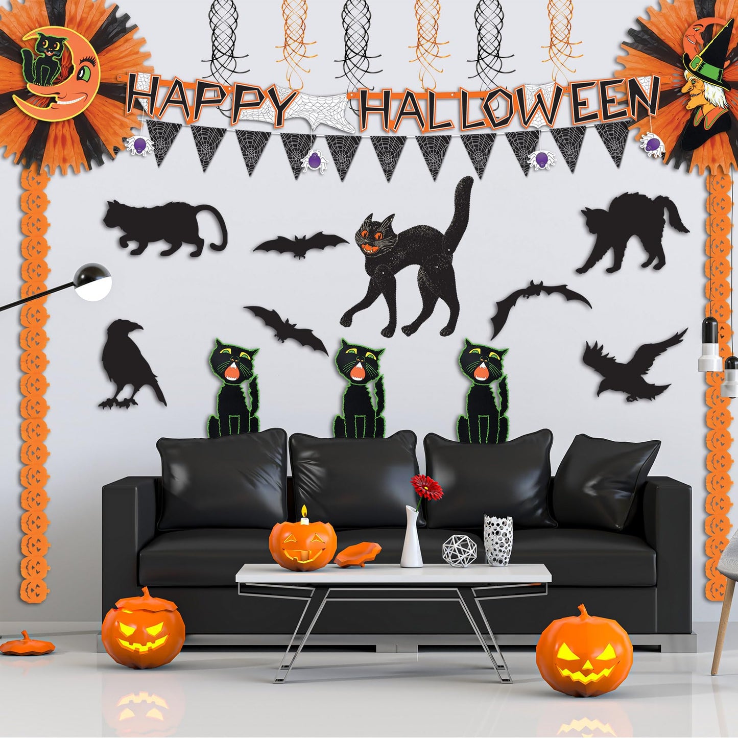 Beistle Jointed Scratch Cat - Black