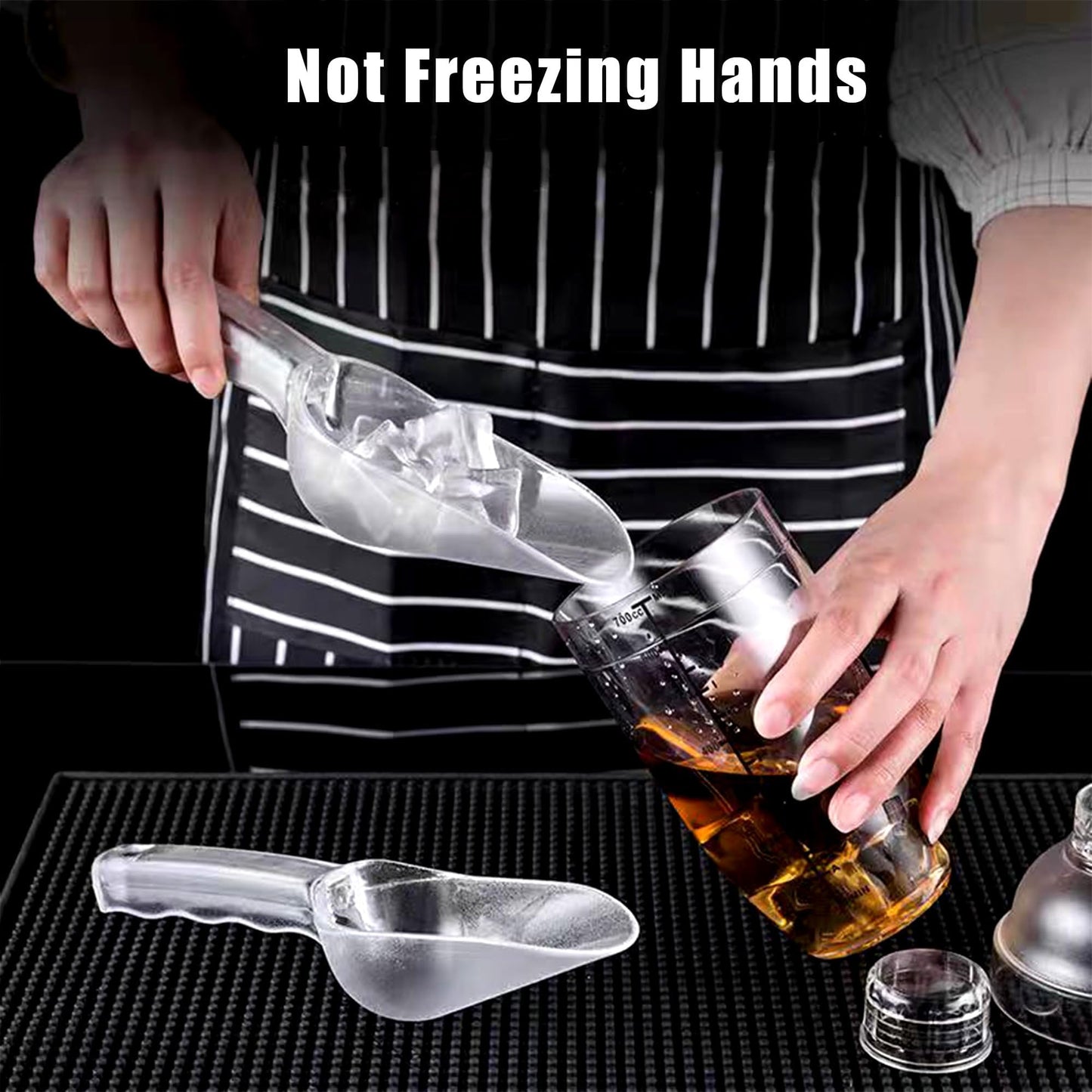 LVVXIXI 3PCS Clear Plastic Ice Scoop, 12 ounces Alec Ice Scoop, Kitchen Scoop for Ice Bucket Ice, Popcorn, Coffee Beans, Flour (12 oz.)