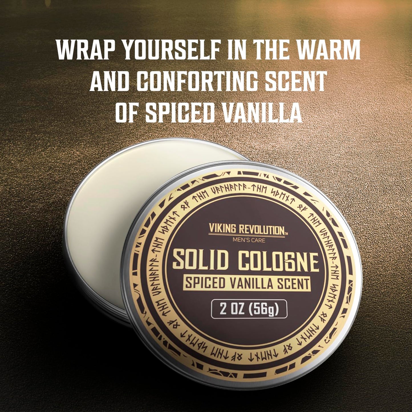 Viking Revolution Spiced Vanilla Solid Cologne for Men - 2 Oz Balm Cologne Travel Wax (Spiced Vanilla)