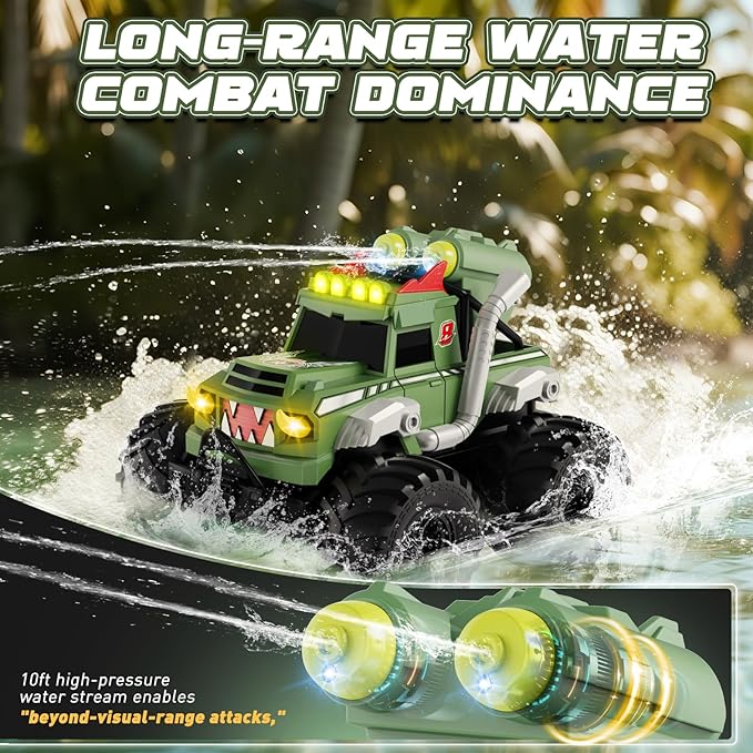Remote Control Car, Waterproof Monster Truck Toys RC Cars for Boys, 1:18 Amphibious 4WD All Terrain Off-Road Pickup Toy Trucks, Christmas Birthday Gift Boys Girls Kids Ages 6 7 8-12 Years Old