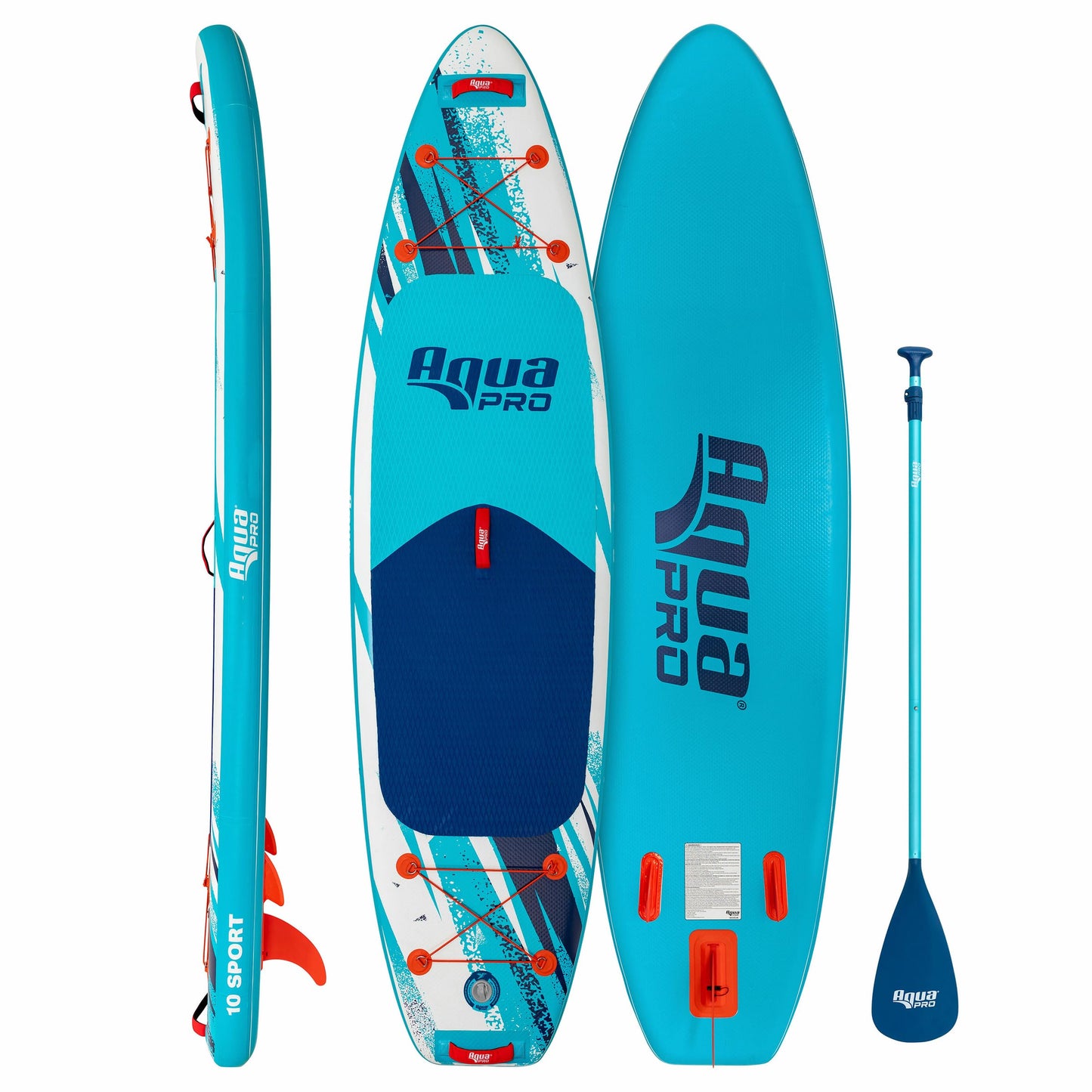 Aqua PRO Halcyon Sport 10' x 6" x 33" Inflatable Stand-Up Paddleboard iSUP, Standard Design with Non-Slip EVA Deck, Includes Paddle, Ankle Leash, Pump and Carry/Storage Bag