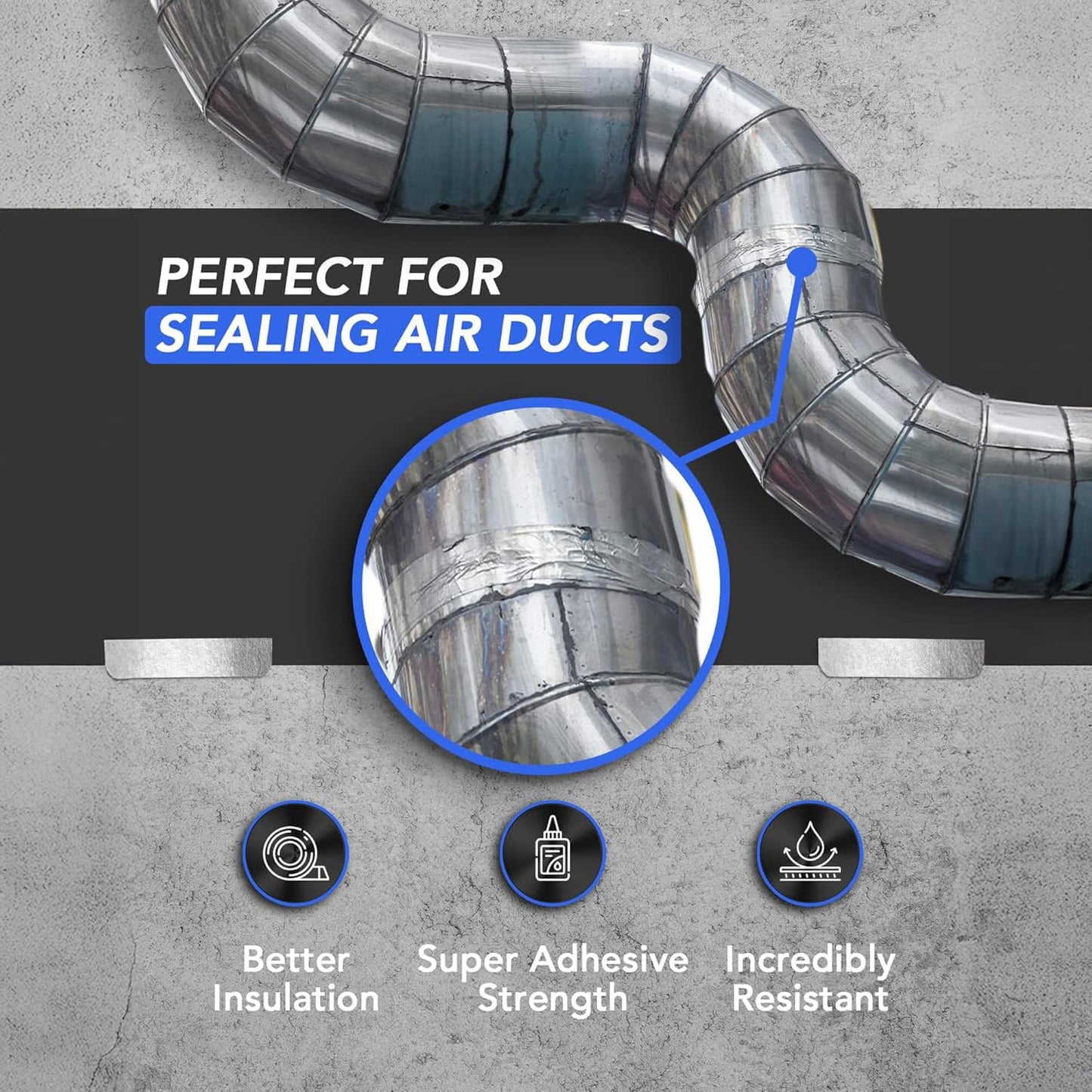 TapePlus Aluminum Foil Tape - HVAC & Ductwork Sealing with HVAC Tape - Metal Ductwork Insulation & Moisture Protection - Heat-Resistant Performance to 250°F - 2 in x 70 yd, Pack of 1, Silver