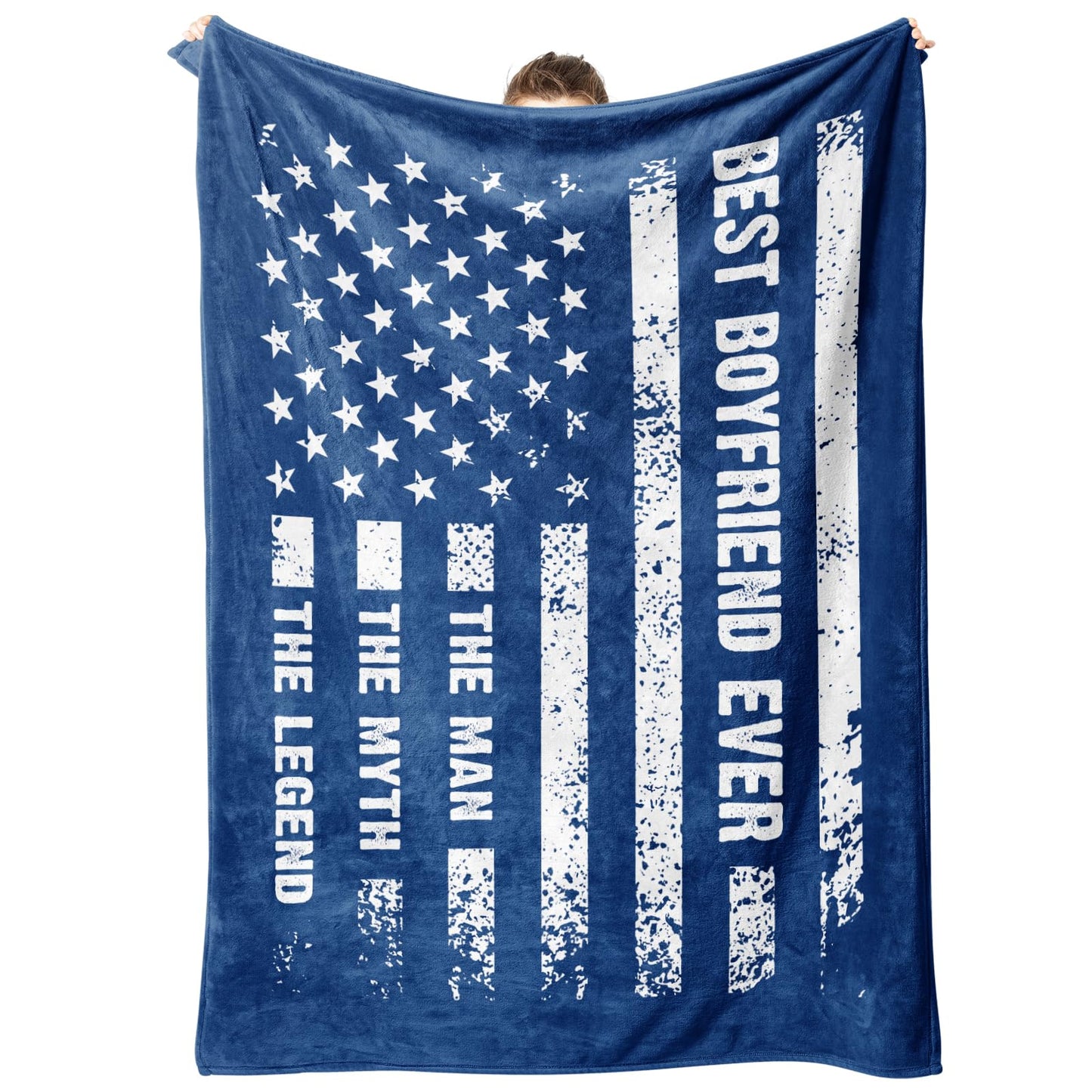 musaecoin Gifts for Boyfriend Birthday- American Flag Blanket with The Man The Myth The Legend- Boyfriend Gifts Ideas, Soft Useful Blanket Throw for Bed Sofa Car Napping Camping, 60”×50”